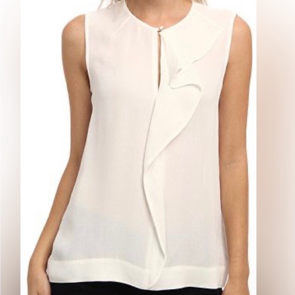 [Kate Spade] Edison sleeveless cream waterfall ruffle blouse (size 2)